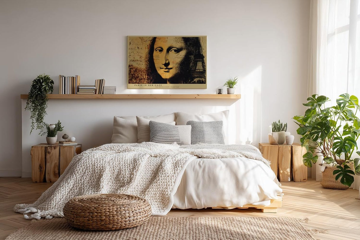 Paul Sinus Wandbild 120x80cm Mona Lisa Paris Collage Kunstmotiv Klassisches Portrait mit Eiffelturm