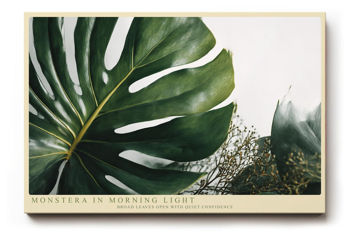 Paul Sinus Wandbild 120x80cm Monstera in Morning Light Tropische Pflanzen Kunst mit Monstera Blatt Moderne Natur Wanddekoration
