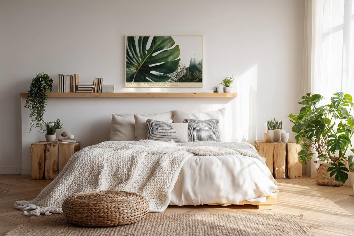 Paul Sinus Wandbild 120x80cm Monstera in Morning Light Tropische Pflanzen Kunst mit Monstera Blatt Moderne Natur Wanddekoration