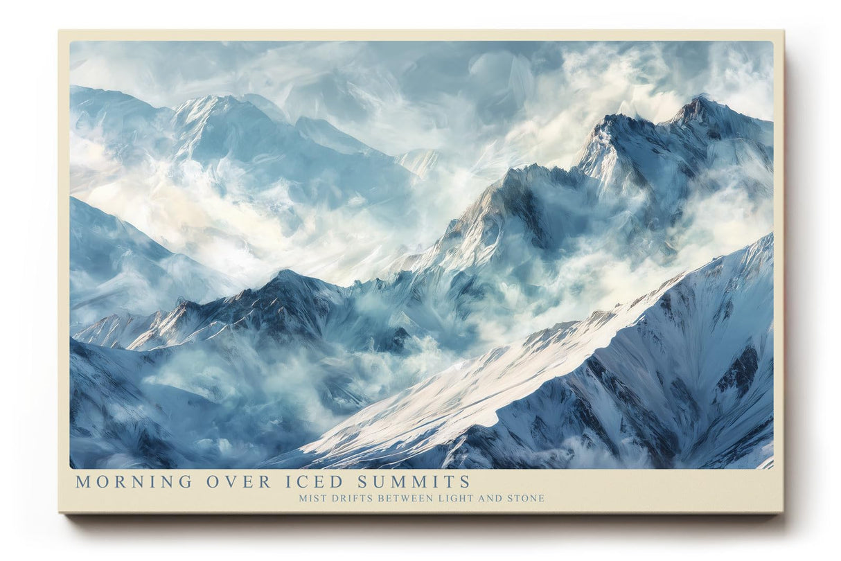 Paul Sinus Wandbild 120x80cm Morning Over Iced Summits ruhige Schneebirge Landschaft moderne Natur Kunst Poster für Wohnzimmer Schlafzimmer