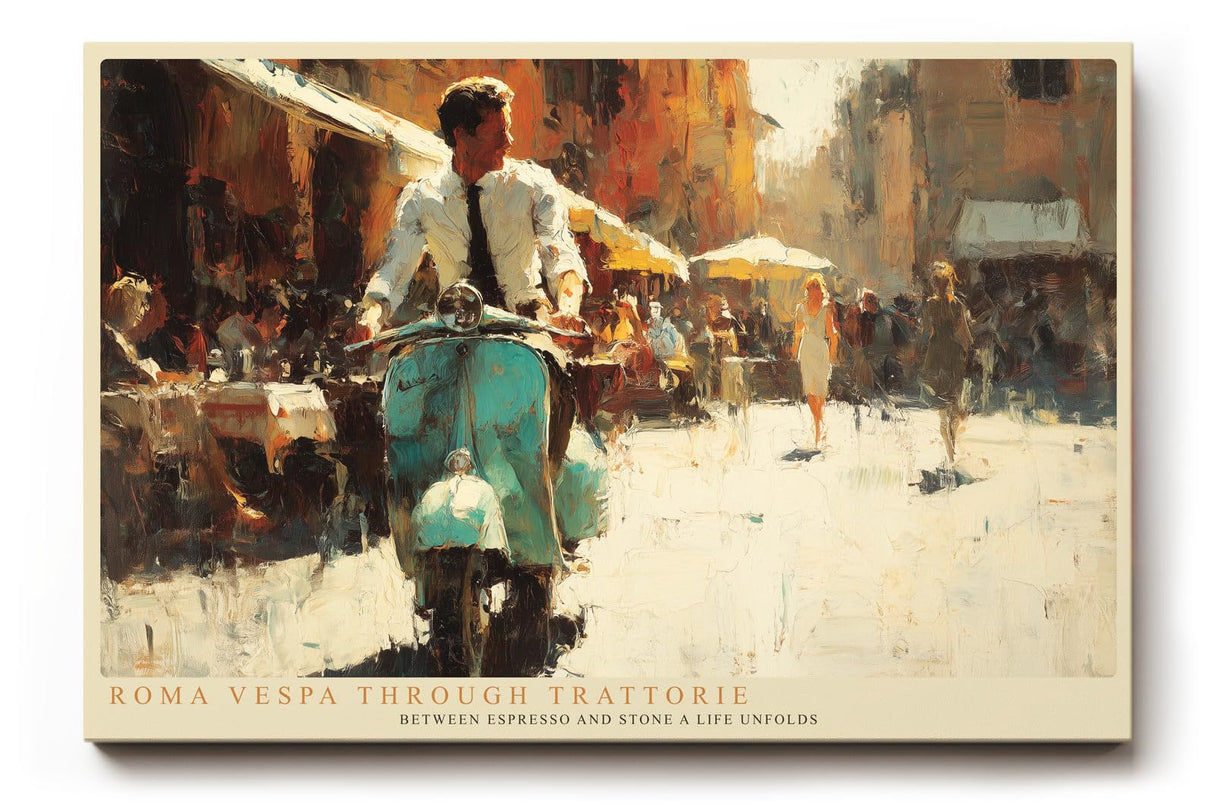 Paul Sinus Wandbild 120x80cm MotorrollerItalien Strasse Rom Stadt Szene Kunstmotiv Mediterrane Lebensart