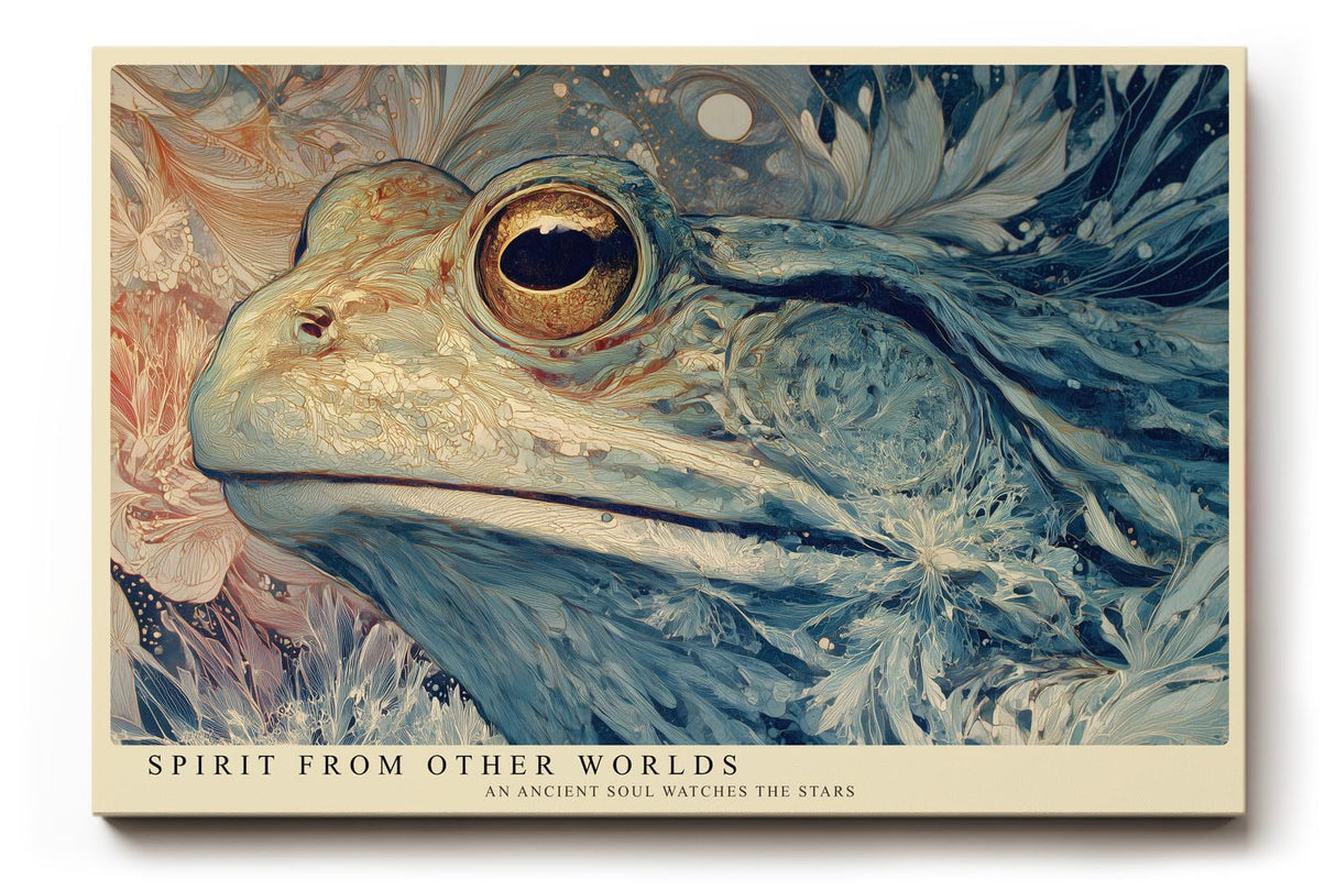 Paul Sinus Wandbild 120x80cm Mystischer Leguan in Fantasie Naturkunst Blau Gold Surreale Tierkunst Wanddekoration