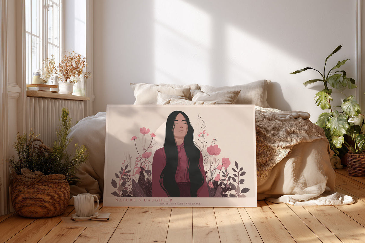 Paul Sinus Wandbild Natures Daughter stilvolles Naturmotiv mit Frau und floralen Elementen in sanften Rosatönen für harmonische Wohnräume mit femininer Note