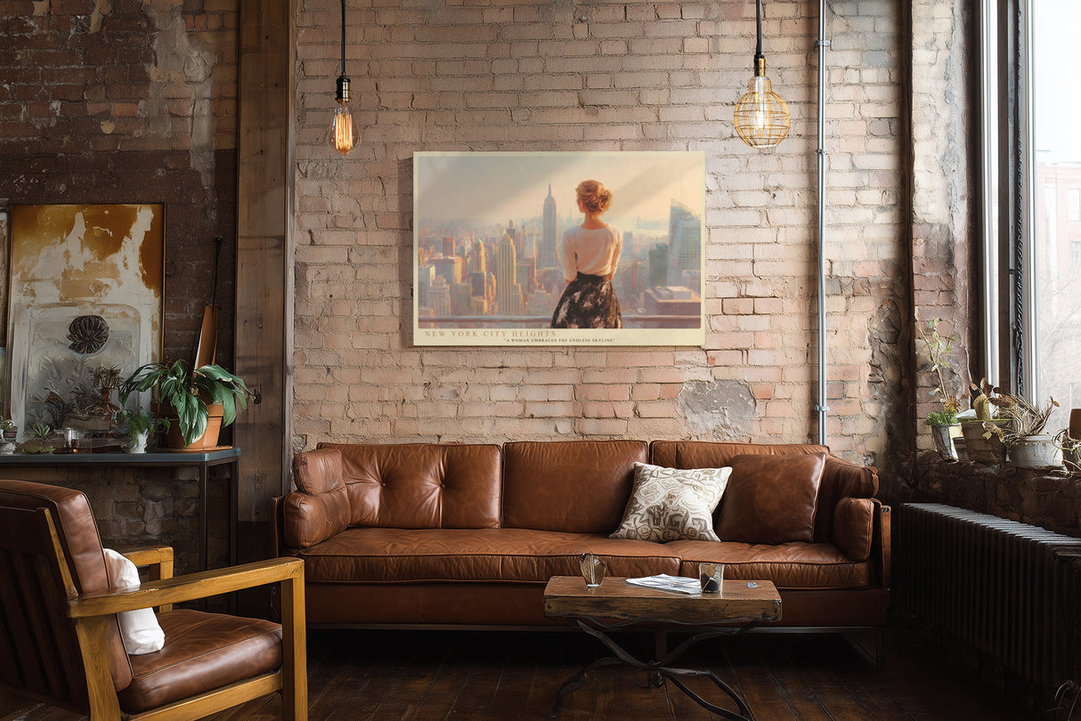 Paul Sinus Wandbild New York City Heights – Urbaner Blick auf die Skyline mit zeitloser Eleganz und weiblicher Perspektive – Kunstvolles Wandbild mit emotionaler Tiefe und architektonischer Weite.