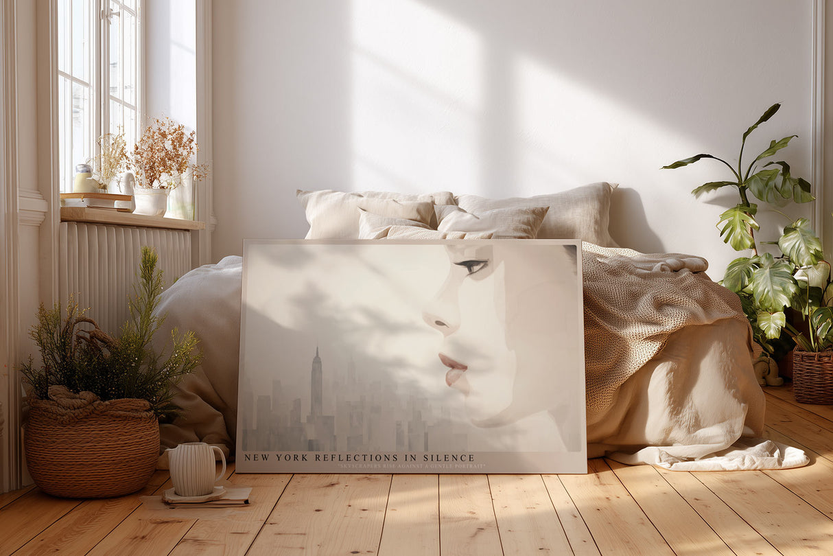 Paul Sinus Wandbild New York Reflections in Silence – Modernes Porträt mit Skyline von New York, Symbol für Großstadtenergie und stille Schönheit