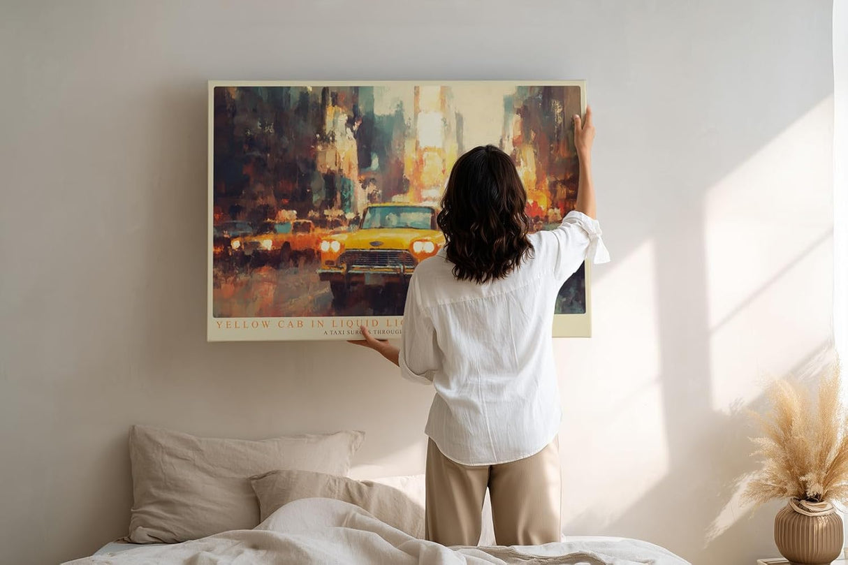 Paul Sinus Wandbild 120x80cm New York Taxi moderne Stadt Kunst impressionistische Metropole Wanddekoration Wohnzimmer Büro