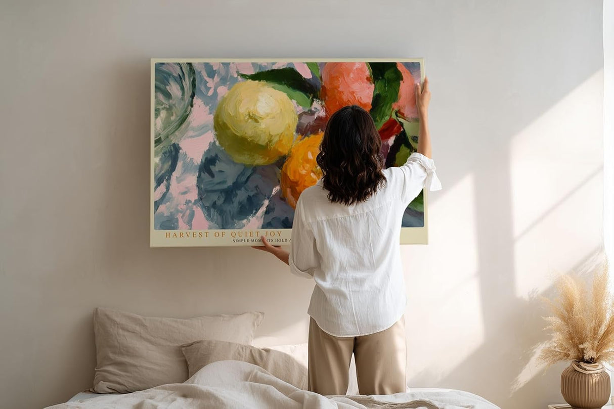 Paul Sinus Wandbild 120x80cm Obst Stillleben modern bunt impressionistische Malerei Kunstdruck grosses Kunstbild warme Wanddekoration fuer Wohnzimmer Kueche Esszimmer Büro