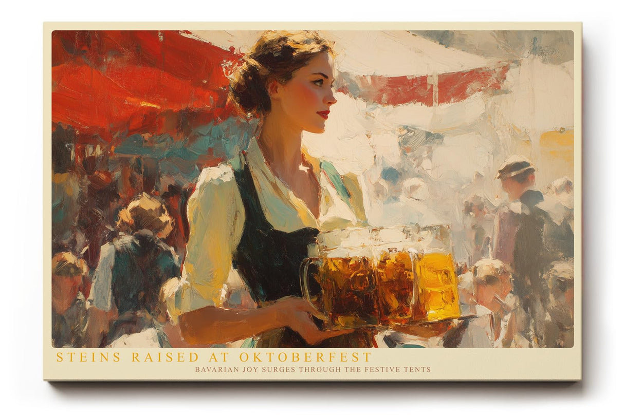 Paul Sinus Wandbild 120x80cm Oktoberfest Szene mit Bierkrug Traditionelle Festkunst in warmen Farben fuer Kueche und Wohnraum