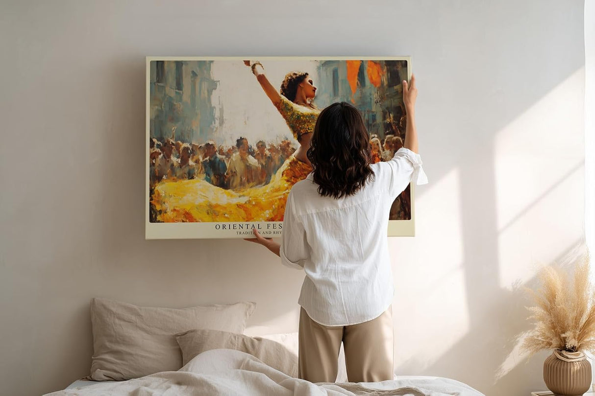 Paul Sinus Wandbild 120x80cm Orientalischer Festtanz – Lebendige Tanzszene mit warmen Farben und kultureller Atmosphäre