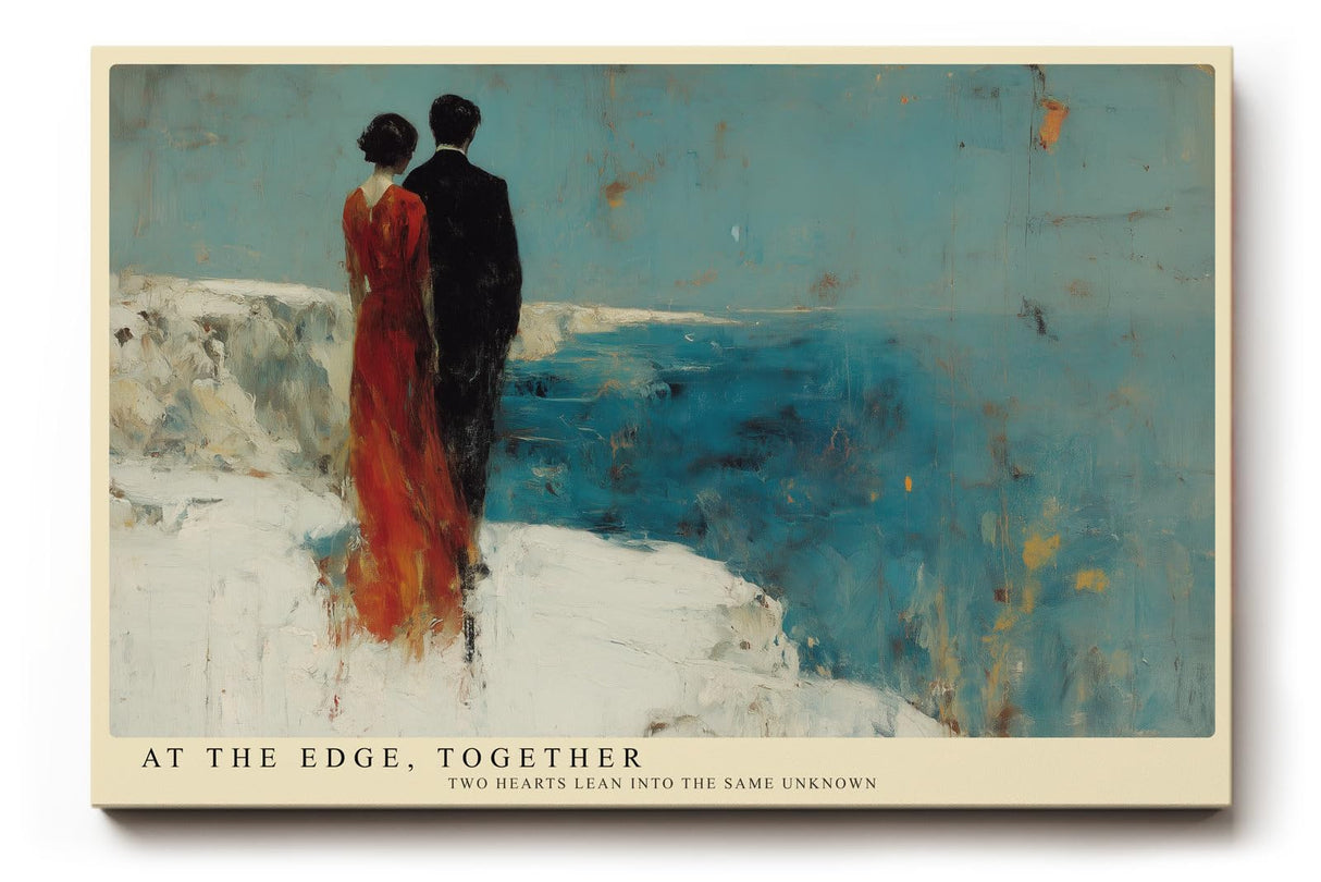 Paul Sinus Wandbild 120x80cm Paar am Meer Romantische Küsten Szene Moderne Malerei Kunstmotiv mit ruhiger Meereslandschaft