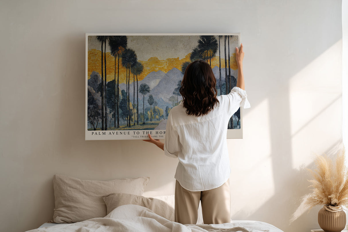 Paul Sinus Wandbild Palm Avenue to the Horizon Tall Trees Frame the View of Distant Peaks