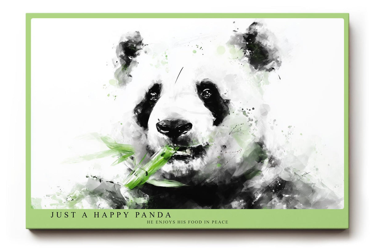 Paul Sinus Wandbild 120x80cm Panda Aquarell Illustration Tiermotiv schwarz weiß grün moderne Tierkunst ruhiges Naturbild stilvolle Wanddekoration für Wohnzimmer Kinderzimmer Büro