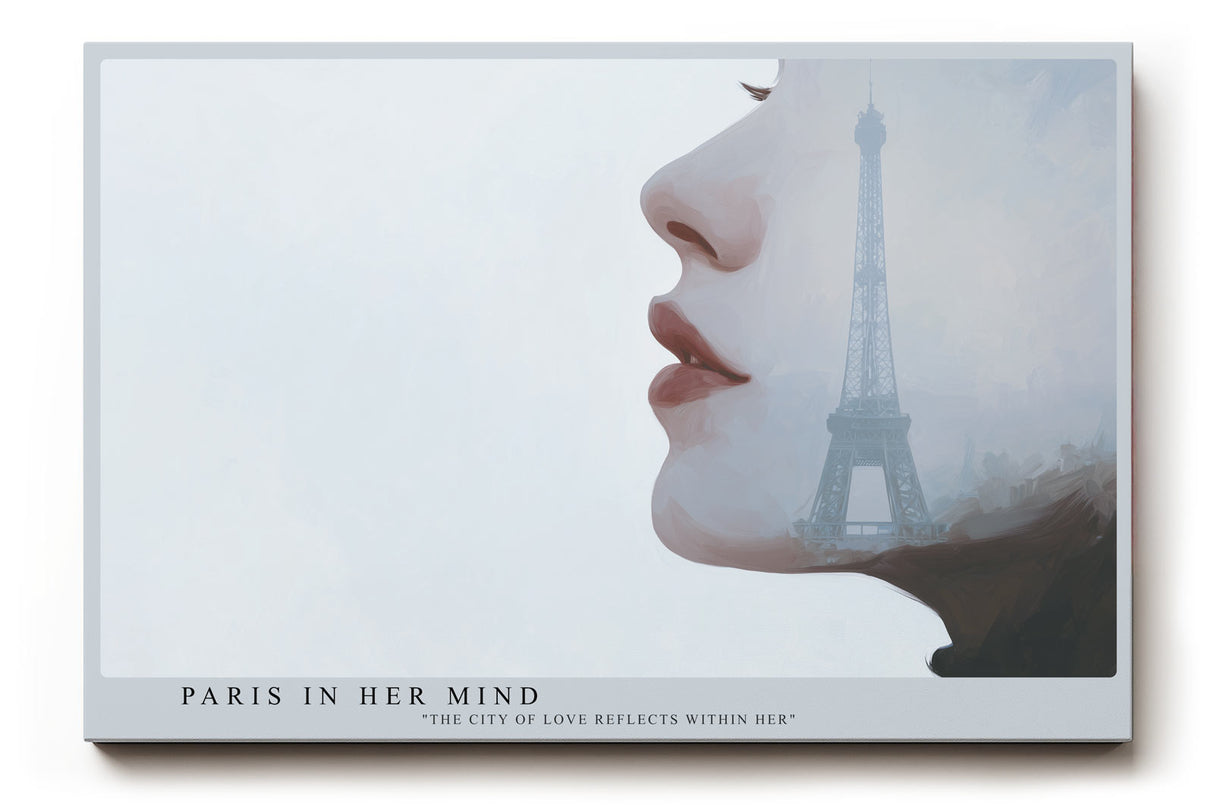 Paul Sinus Wandbild Paris in Her Mind elegantes Porträt mit Eiffelturm im Profil einer Frau für moderne Räume voller Stil und Romantik