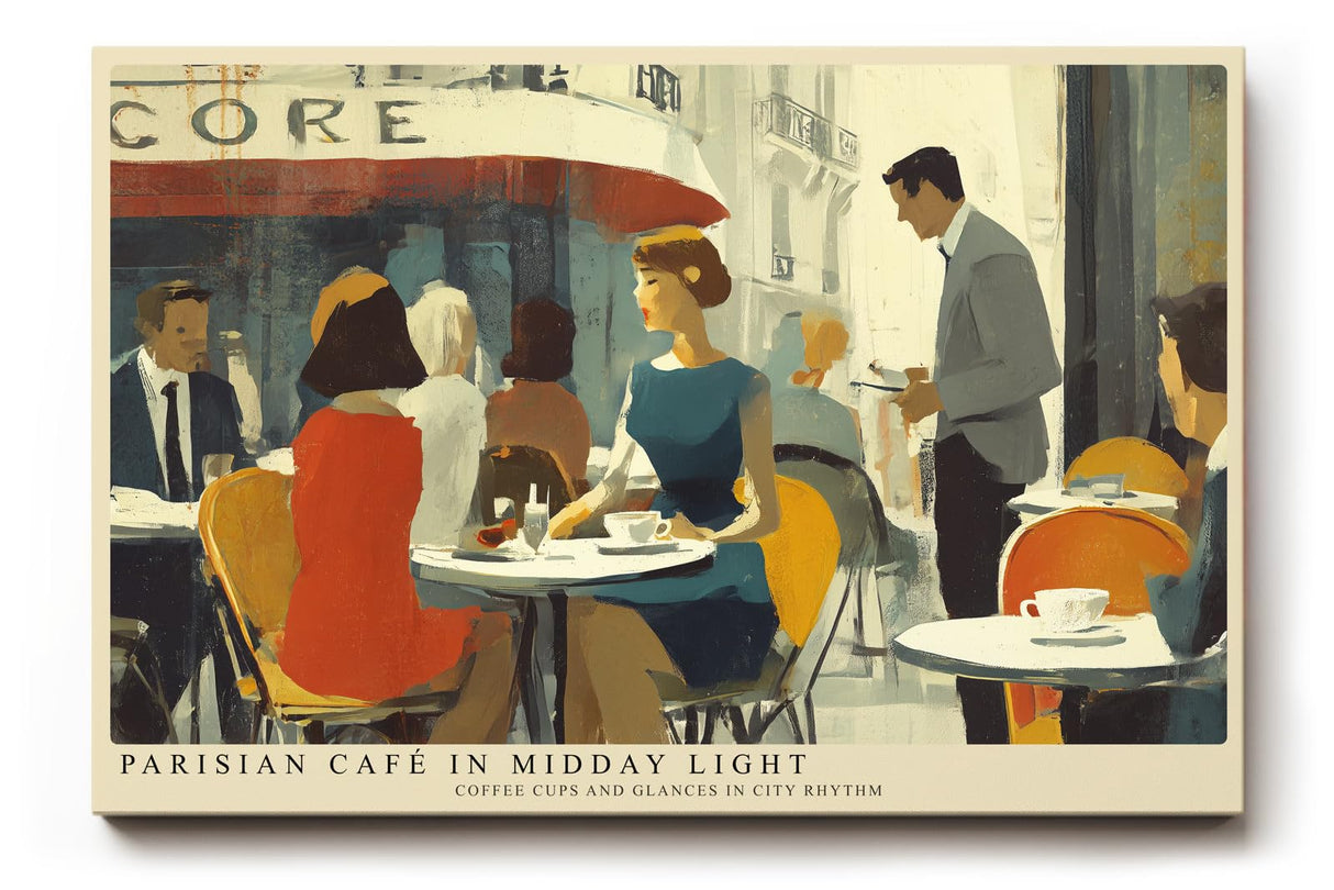 Paul Sinus Wandbild 120x80cm Pariser Café Szene moderne Stadt Kunst impressionistische Illustration Wanddekoration Wohnzimmer Esszimmer