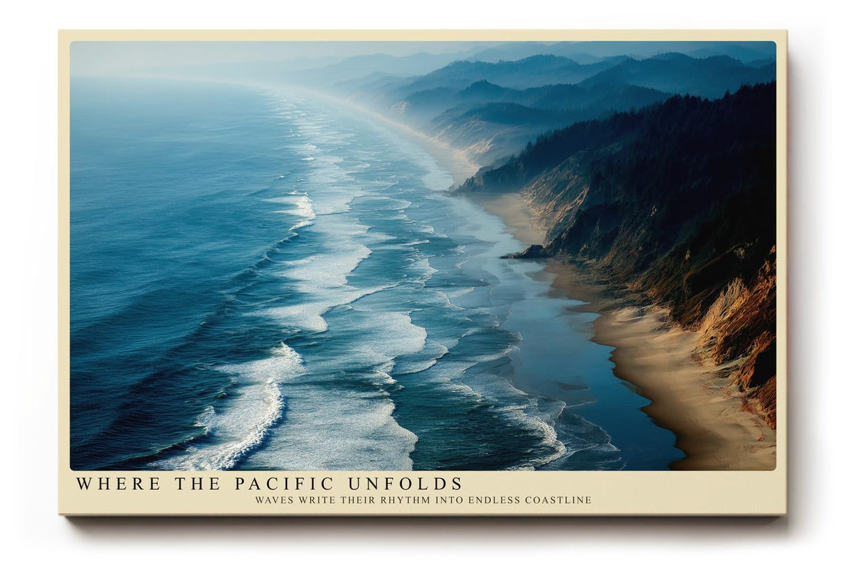 Paul Sinus Wandbild 120x80cm Pazifische Kueste Panorama Ozean Landschaft moderne Natur Wanddekoration Meer Kueste Kunstdruck Wohnzimmer Schlafzimmer