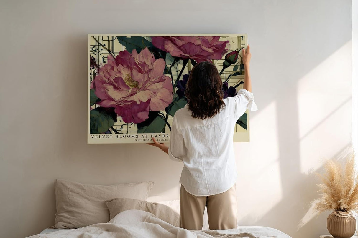 Paul Sinus Wandbild 120x80cm Pfingstrosen Blumen Kunst moderne florale Illustration Wanddekoration Wohnzimmer Schlafzimmer