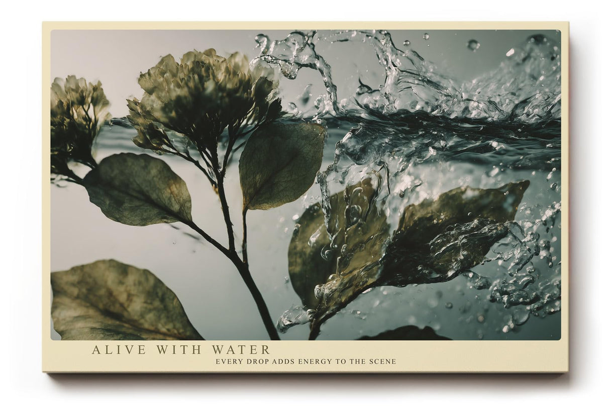 Paul Sinus Wandbild 120x80cm Pflanzenzweig im Wasser dynamische Naturfotografie frische botanische Kunst stilvolle Wanddekoration fuer Wohnzimmer Büro