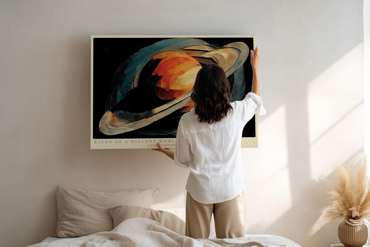Paul Sinus Wandbild 120x80cm Planet mit Ringen Weltraum Illustration moderne Science Fiction Kunst stilvolle Wanddekoration fuer Wohnzimmer Büro
