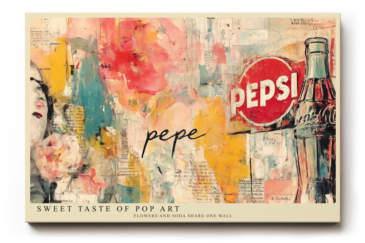 Paul Sinus Wandbild 120x80cm Pop Art Collage Retro Werbung und Blumen Moderne Bunte Kunst Wanddekoration