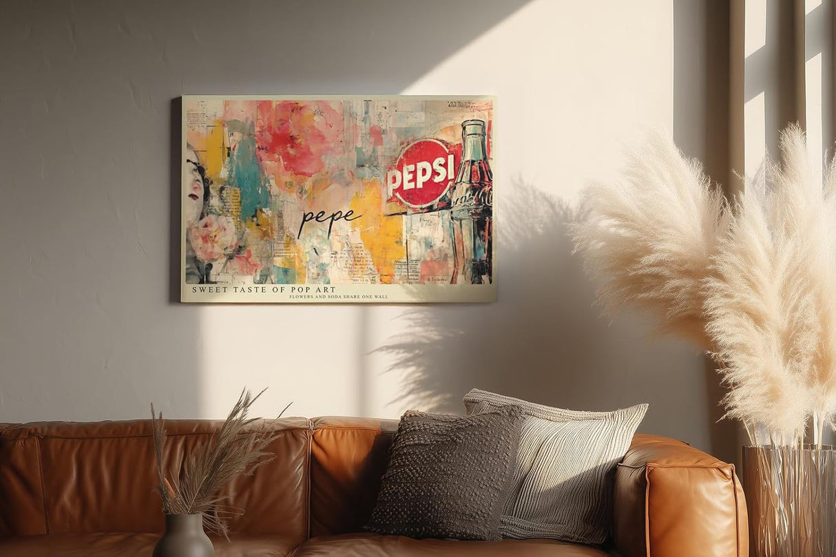Paul Sinus Wandbild 120x80cm Pop Art Collage Retro Werbung und Blumen Moderne Bunte Kunst Wanddekoration