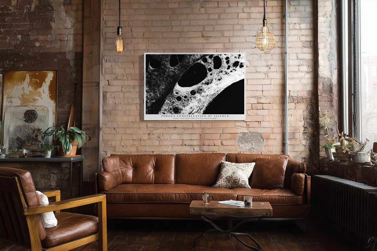 Paul Sinus Wandbild 120x80cm Porous Constellation of Silence Abstrakte Schwarz Weiss Struktur Kunst Modernes Design Wandbild 120x80cm