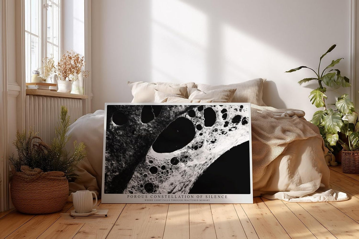 Paul Sinus Wandbild 120x80cm Porous Constellation of Silence Abstrakte Schwarz Weiss Struktur Kunst Modernes Design Wandbild 120x80cm