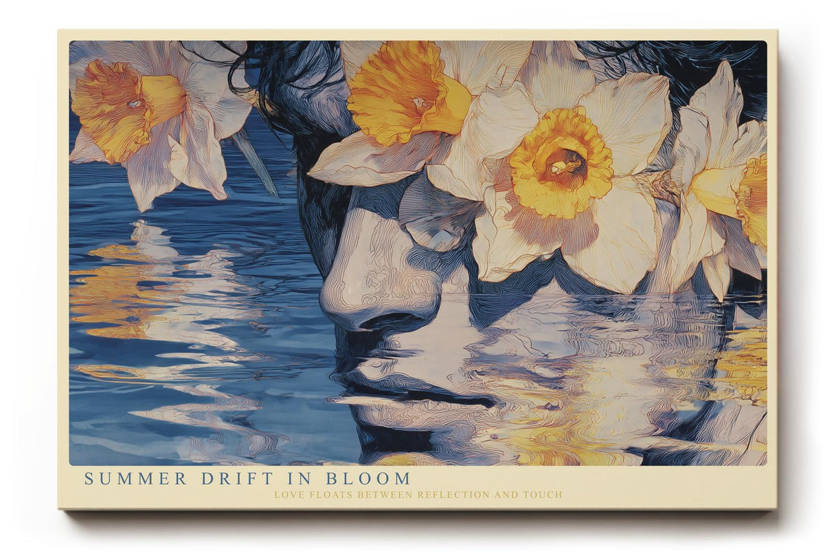 Paul Sinus Wandbild 120x80cm Portrait mit Blumen und Wasser Moderne Kunstmotiv mit floraler Spiegelung und sommerlicher Stimmung