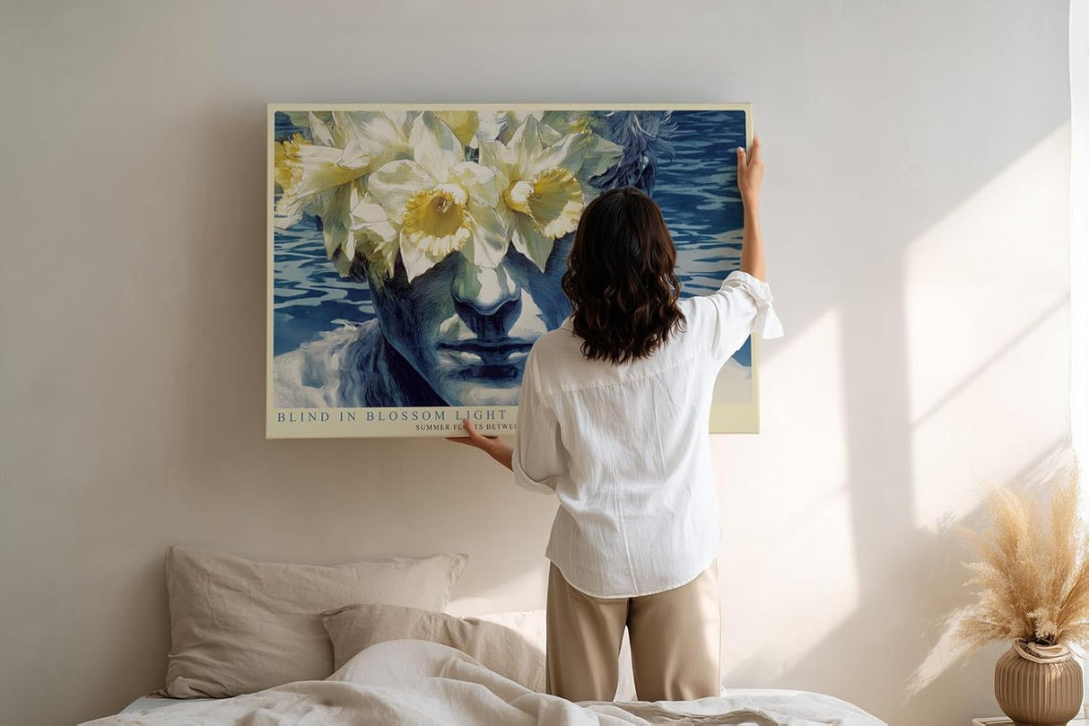 Paul Sinus Wandbild 120x80cm Portrait mit Narzissen Surreale Blumen Kunst Moderne Naturkomposition mit ruhiger Atmosphaere