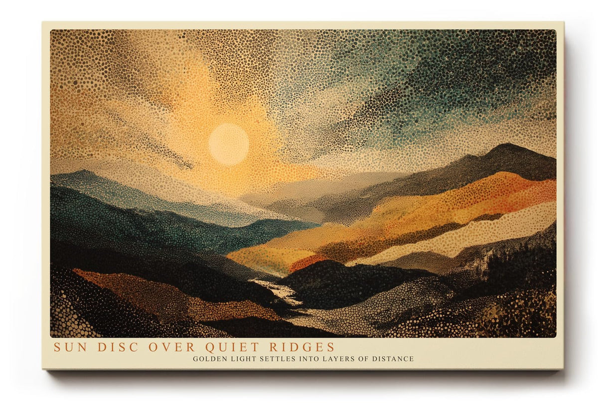 Paul Sinus Wandbild 120x80cm Punktmalerei Landschaft Sonnenuntergang Berge moderne Natur Kunst Wanddekoration Wohnzimmer