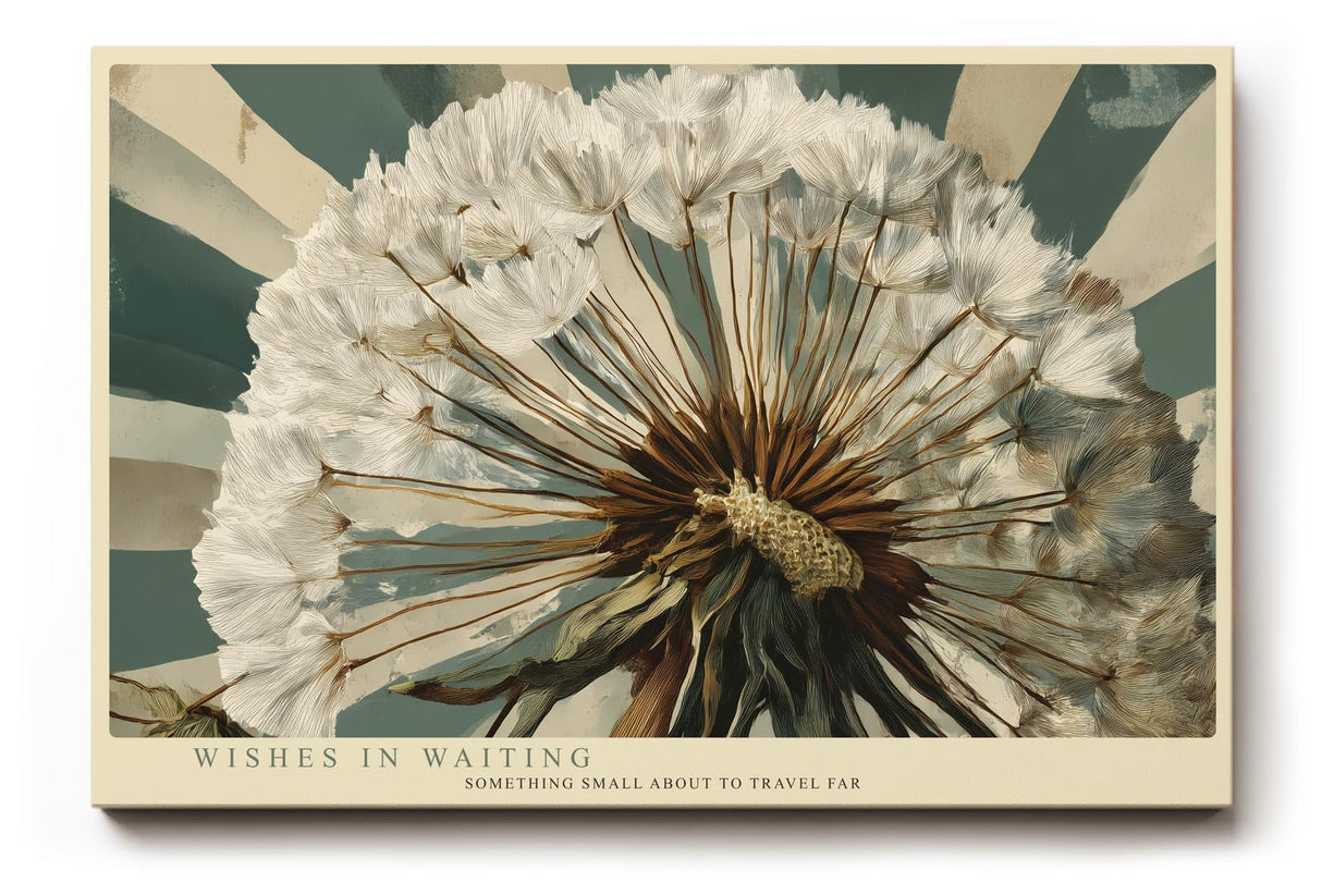 Paul Sinus Wandbild 120x80cm Pusteblume Makro Naturfotografie beige gruene Farben botanisches Kunstbild moderne Wanddekoration fuer Wohnzimmer Büro