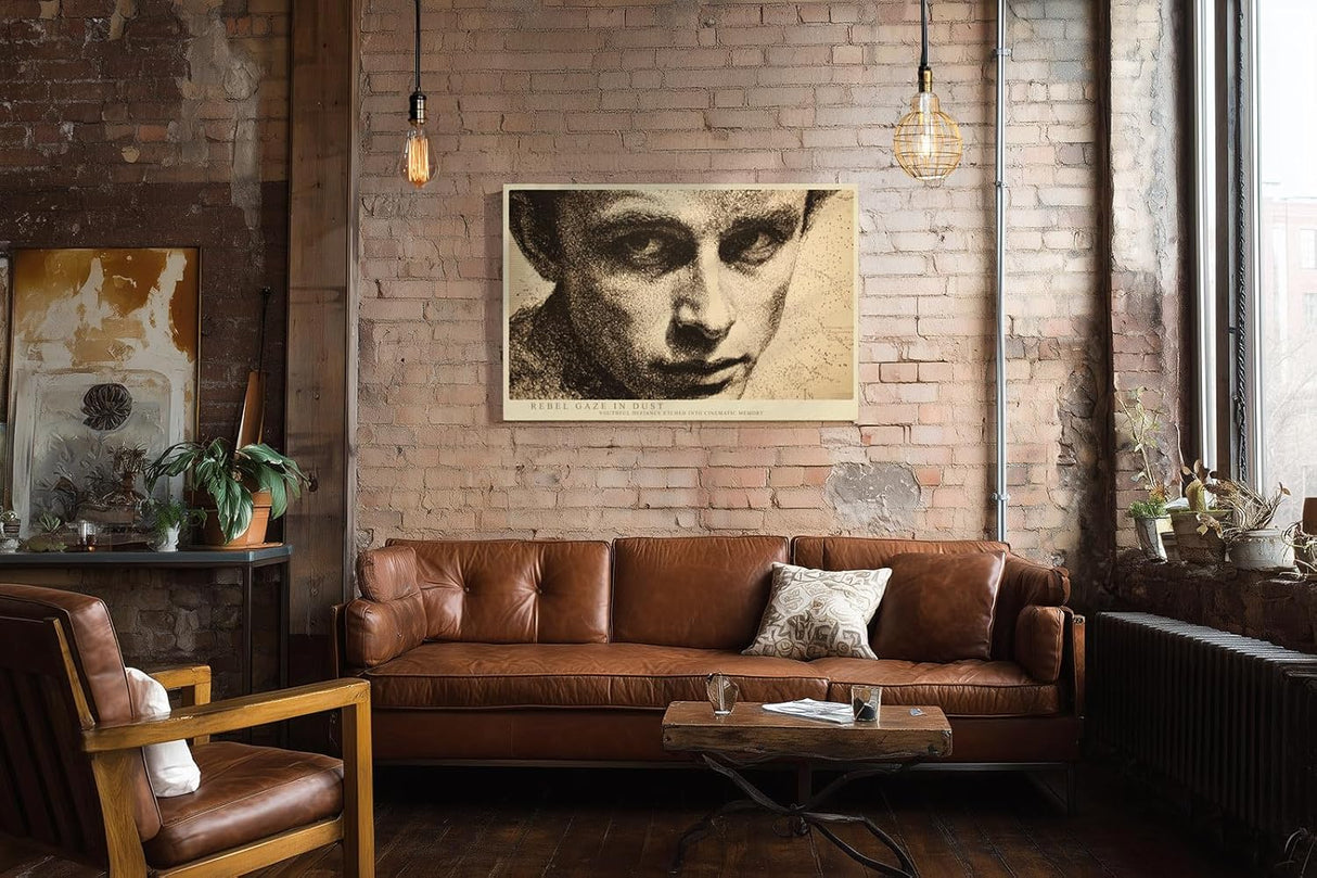 Paul Sinus Wandbild 120x80cm Rebel Gaze in Dust modernes Portrait in Punkttechnik Kunst Poster für Wohnzimmer Büro Studio