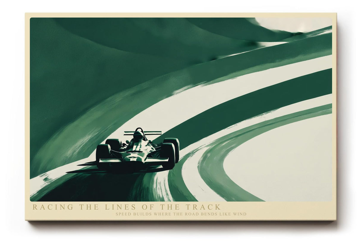Paul Sinus Wandbild 120x80cm Rennwagen auf kurviger Rennstrecke moderne Motorsport Kunst mit dynamischer Bewegung