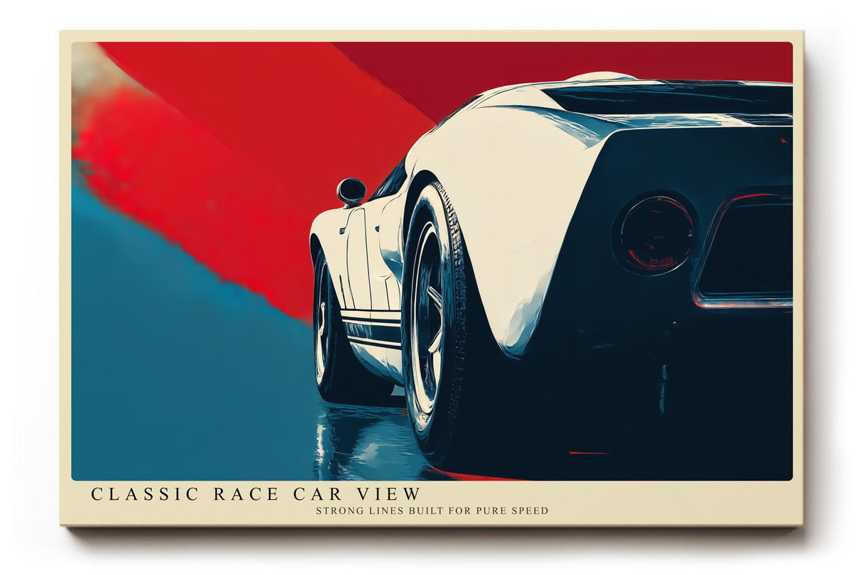 Paul Sinus Wandbild 120x80cm Rennwagen Retro Auto Kunst moderne Illustration dynamische Perspektive Kunstdruck stilvolle Wanddekoration fuer Wohnzimmer Büro Garage