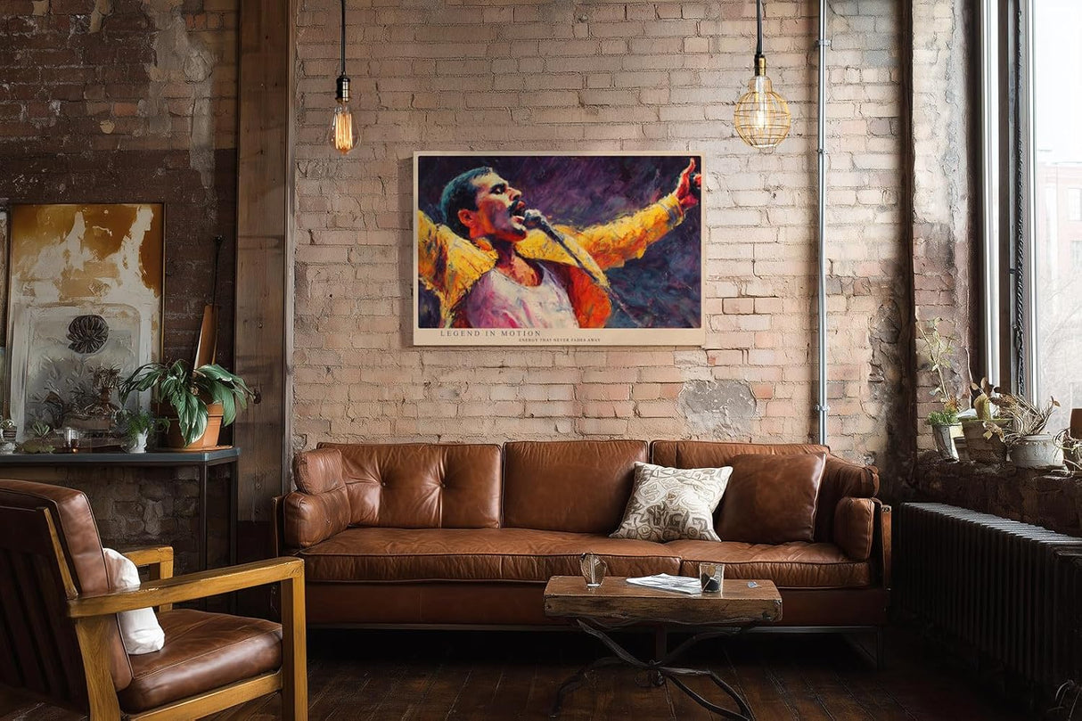 Paul Sinus Wandbild 120x80cm Rock Saenger Konzert Kunst expressive Musik Illustration moderne Wanddekoration fuer Wohnzimmer Musikzimmer Büro