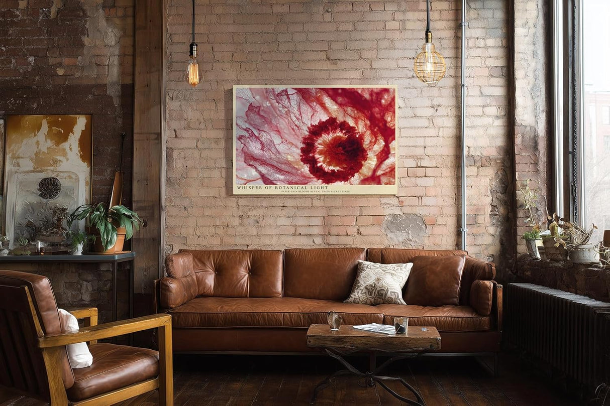 Paul Sinus Wandbild 120x80cm Rote Bluete Makro botanische Kunst transparente Blüten Wanddekoration Wohnzimmer Schlafzimmer