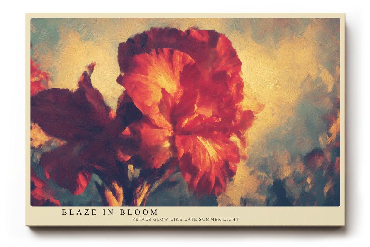 Paul Sinus Wandbild 120x80cm rote Blume expressive Blumenmalerei warme Farben moderne florale Kunst Wanddekoration fuer Wohnzimmer Büro