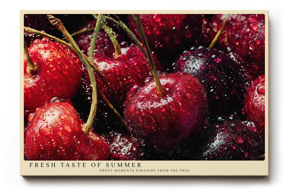 Paul Sinus Wandbild 120x80cm rote Kirschen Makro Fotokunst frische Sommerfruechte intensives Rot Stillleben moderne Wanddekoration fuer Kueche Esszimmer Wohnzimmer