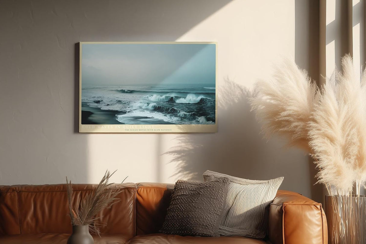Paul Sinus Wandbild 120x80cm Ruhige Meereswellen moderne Ozean Landschaft Fotografie in kuehlen Blautoenen Wanddekoration