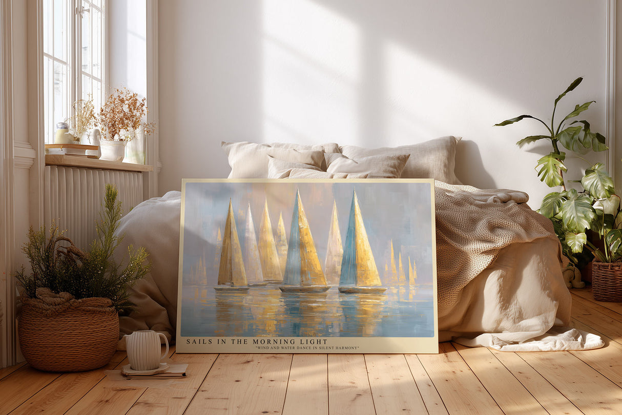 Paul Sinus Wandbild Sails in the Morning Light – Segelboote im sanften Morgenlicht symbolisieren Ruhe, Freiheit und Eleganz auf dem Wasser