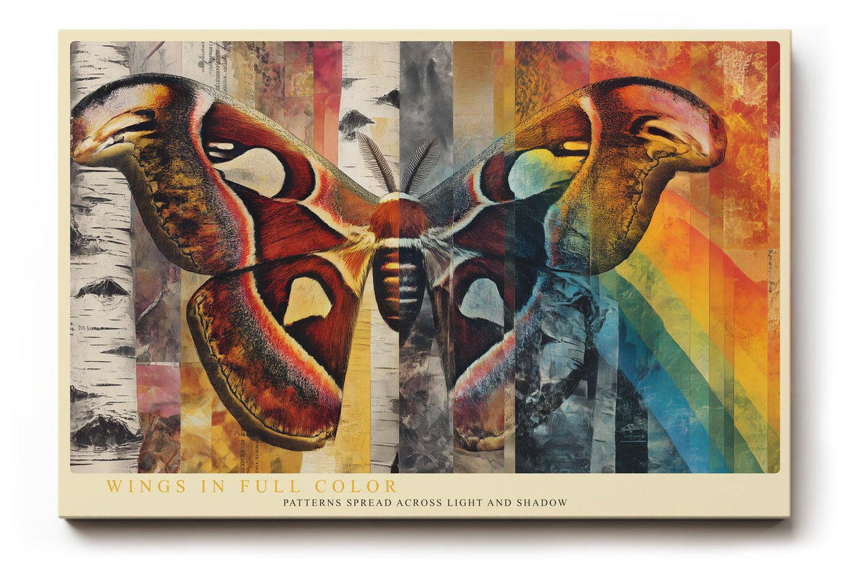 Paul Sinus Wandbild 120x80cm Schmetterling abstrakte Kunst bunt modern Collage Stil Kunstdruck grosses Wandbild 120x80cm kreative Natur Wanddekoration fuer Wohnzimmer Büro