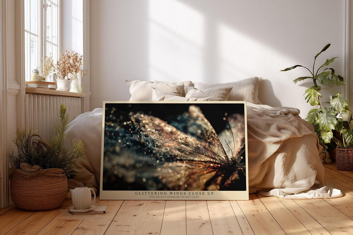 Paul Sinus Wandbild 120x80cm Schmetterling Makrofotografie funkelnde Flügel detailreiche Natur Fotokunst modernes Tierbild für Wohnzimmer Büro