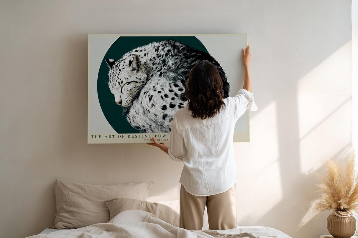 Paul Sinus Wandbild 120x80cm Schneeleopard Tierportraet moderne Wildtier Kunst elegantes Naturmotiv stilvolle Wanddekoration fuer Wohnzimmer Büro