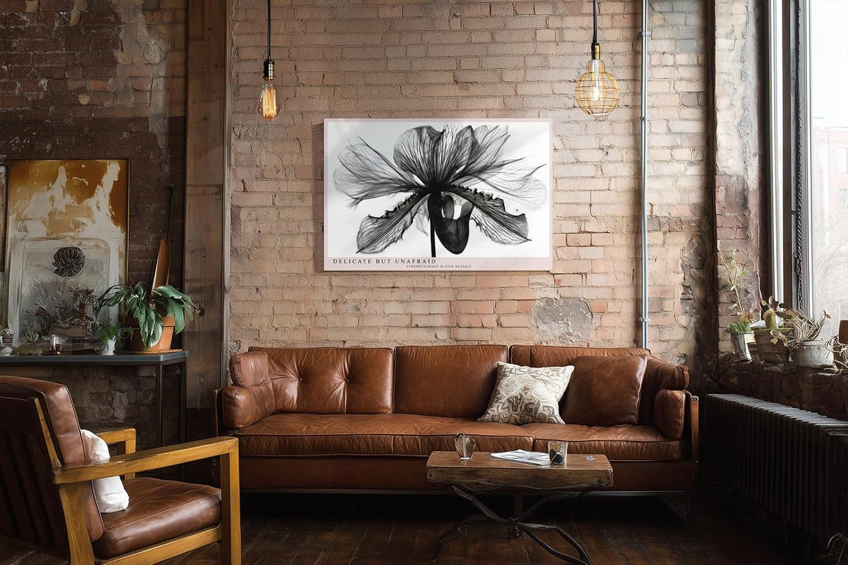 Paul Sinus Wandbild 120x80cm Schwarz Weiss Blumen Makrofotografie elegante botanische Blüte moderne Monochrom Kunst stilvolle