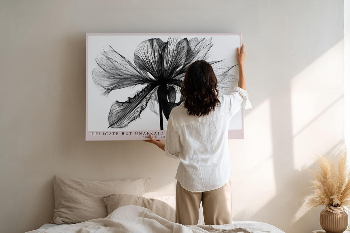 Paul Sinus Wandbild 120x80cm Schwarz Weiss Blumen Makrofotografie elegante botanische Blüte moderne Monochrom Kunst stilvolle