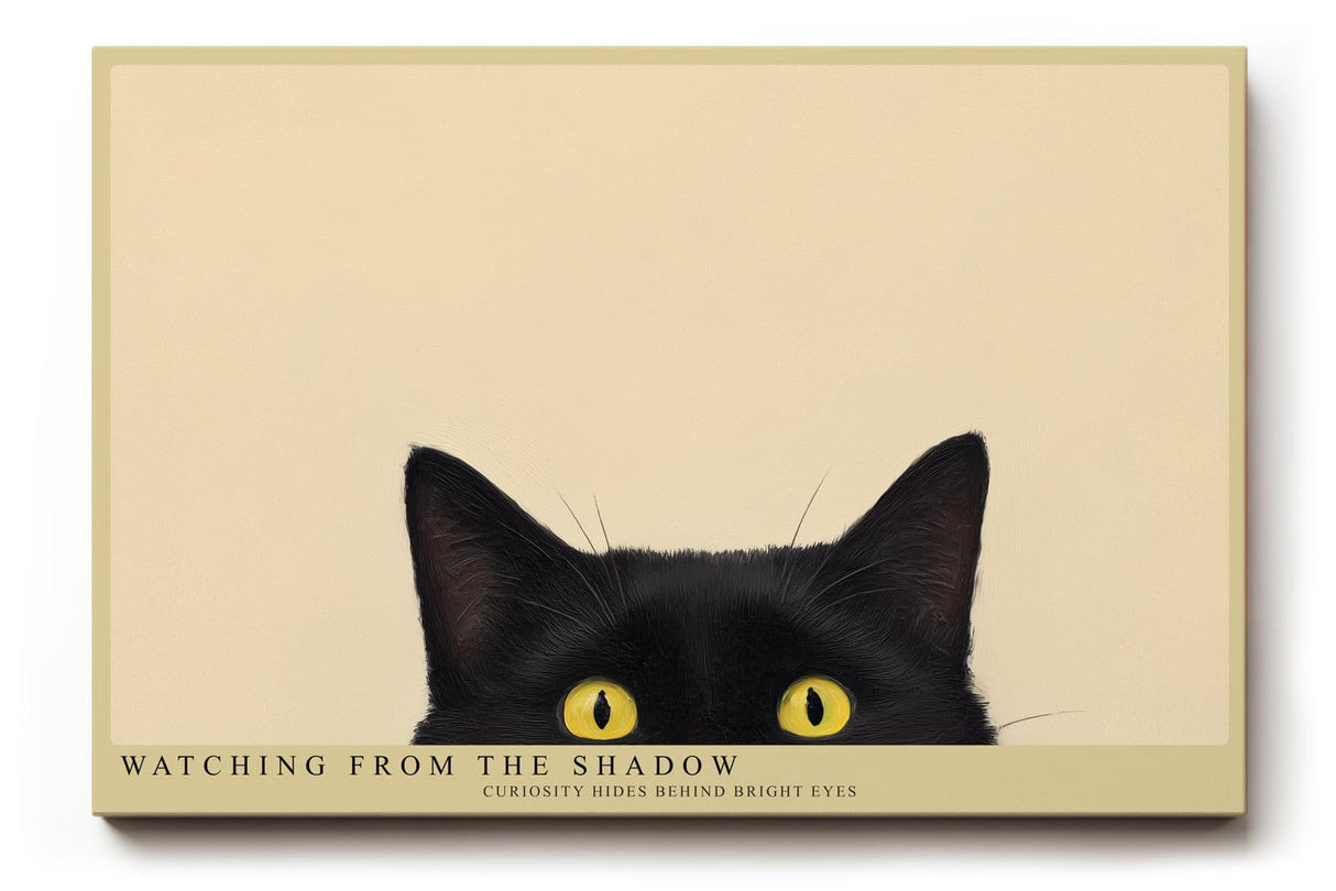 Paul Sinus Wandbild 120x80cm schwarze Katze mit gelben Augen minimalistisches Tierportraet moderne Katzenkunst stilvolle Wanddekoration fuer Wohnzimmer Büro