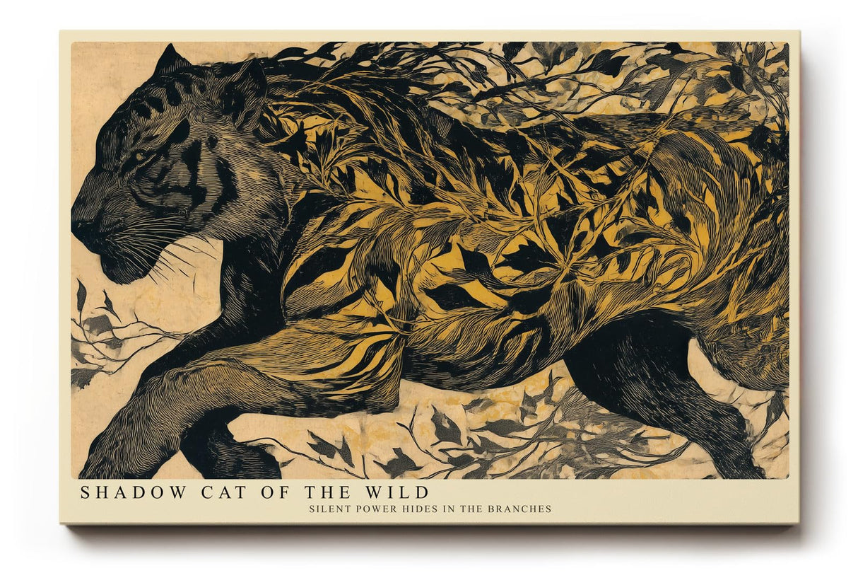 Paul Sinus Wandbild 120x80cm Schwarzer Panther im Blätterwald – Ausdrucksstarke Tierkunst mit natürlicher Dynamik