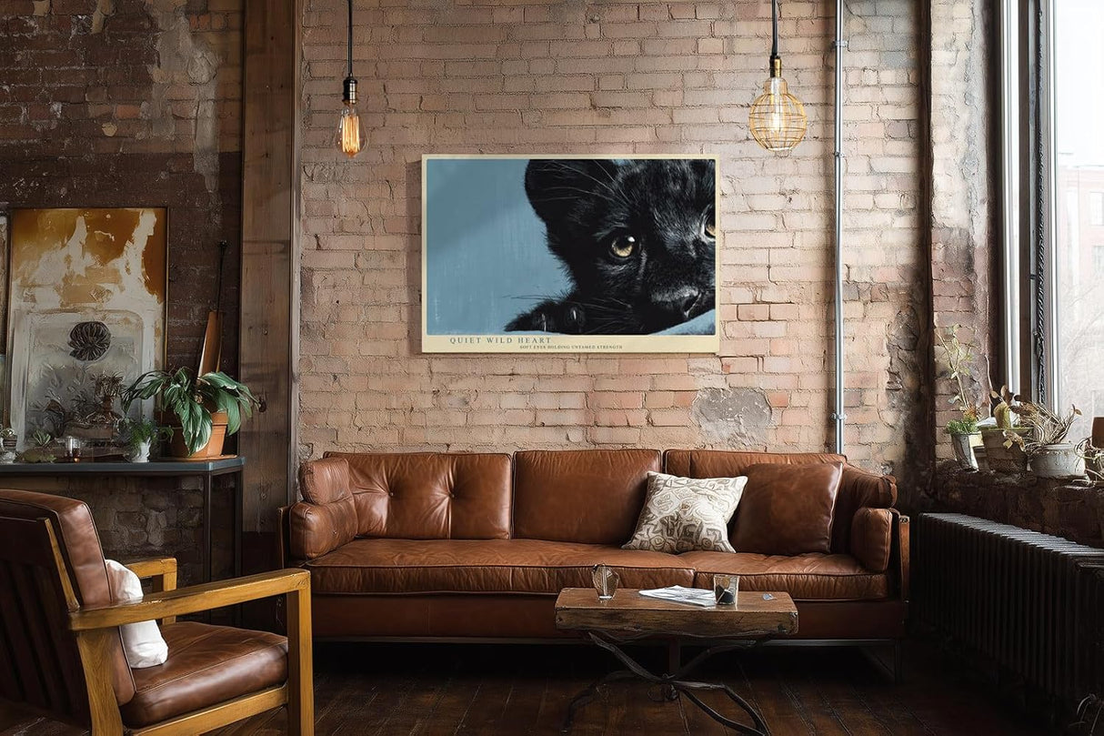 Paul Sinus Wandbild 120x80cm schwarzer Panther Tierportrait moderne Wildtier Fotografie stilvolle Wanddekoration fuer Wohnzimmer Büro
