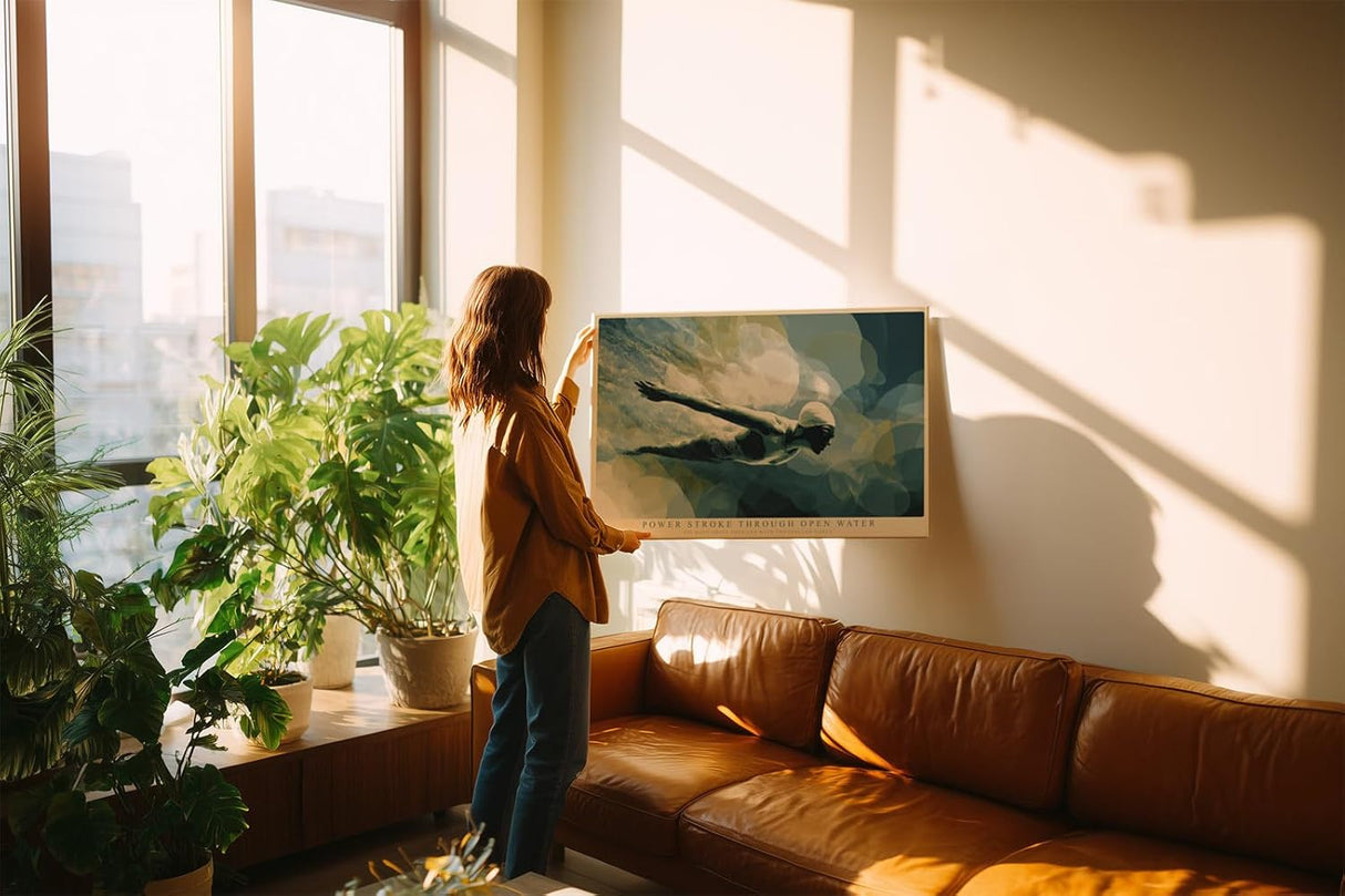 Paul Sinus Wandbild 120x80cm Schwimmer unter Wasser moderne Sport Illustration dynamische Wanddekoration