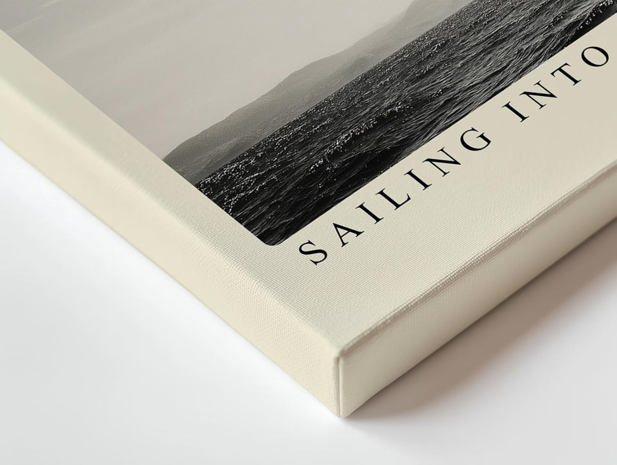 Paul Sinus Wandbild 120x80cm Segelboot Meer Fotokunst schwarz weiss maritime Kunst Kunstdruck grosses Kunstbild elegante Wanddekoration fuer Wohnzimmer Büro