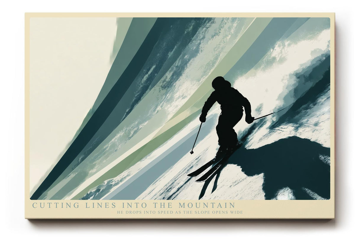 Paul Sinus Wandbild 120x80cm Skifahrer auf offener Piste moderne Wintersport Illustration mit dynamischer Bewegung